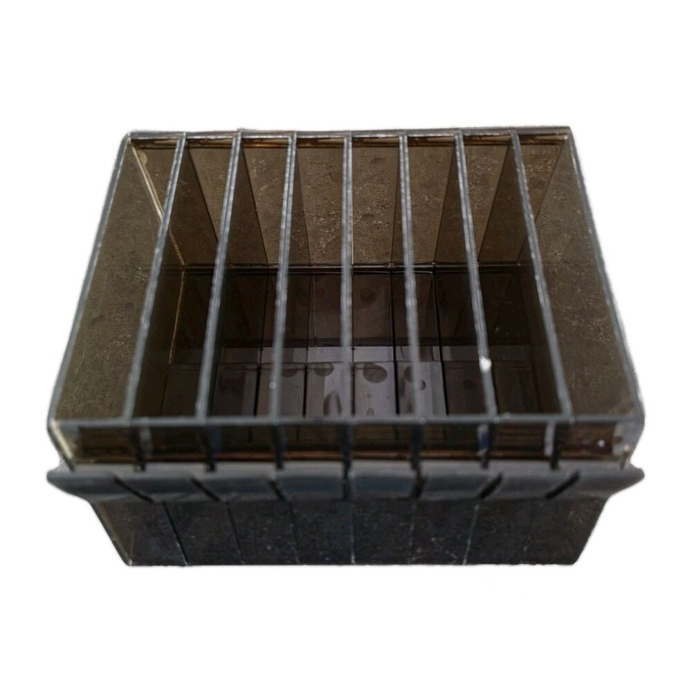 Vintage Smoked Acrylic 8 Cassette Tape Holder Storage Rack Organizer Retro 1980s